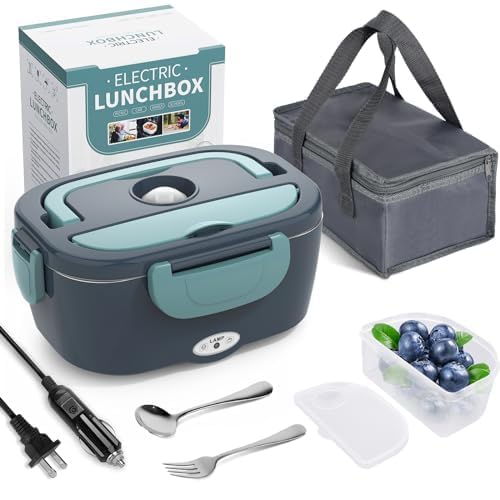 2-in-1 Electric Lunch Box with PTC Heating for Home, Office, and Car