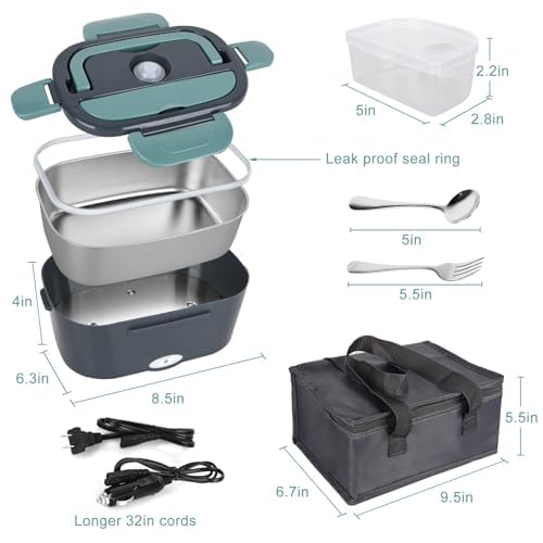 2-in-1 Electric Lunch Box with PTC Heating for Home, Office, and Car