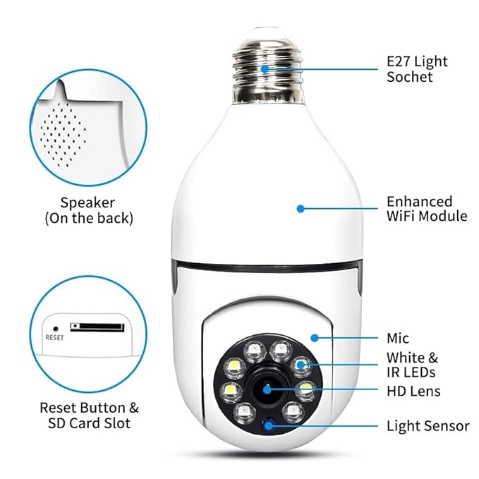1080p HD Wireless Security Camera – 360° PTZ, Night Vision, Two-Way Talk