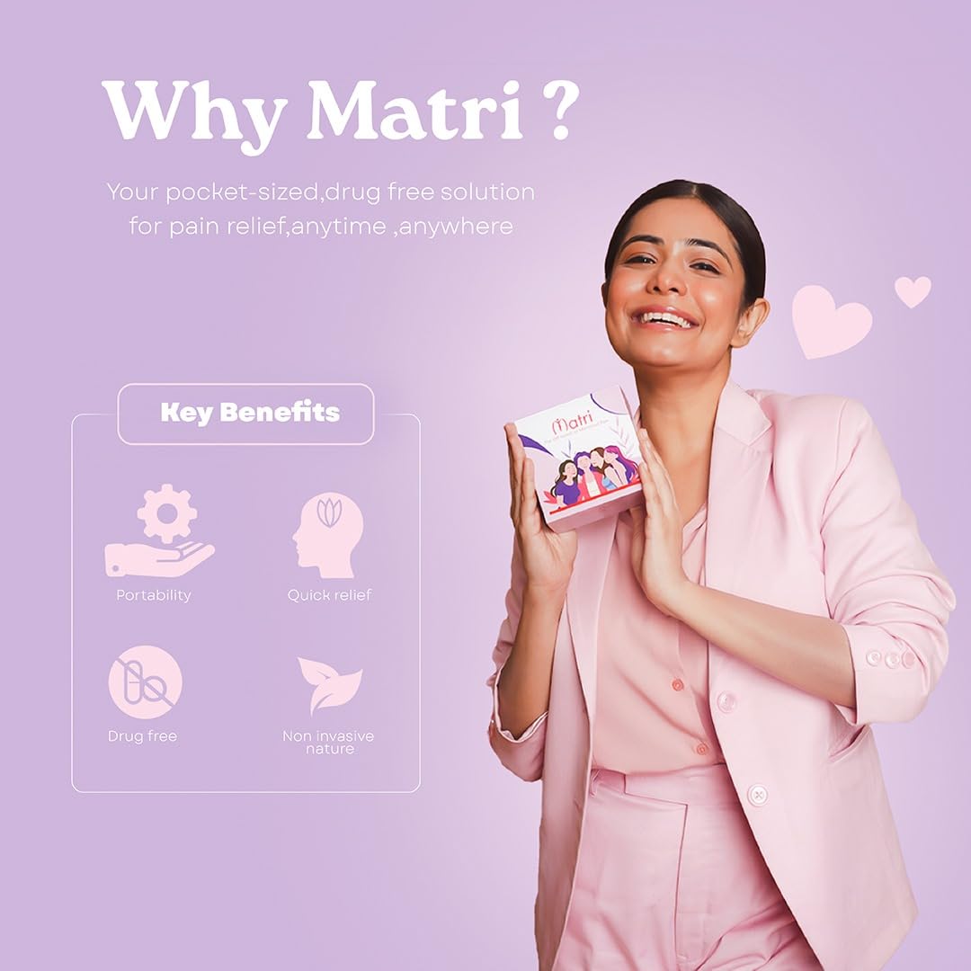 Matri Period Pain Relief Device – Advanced TENS & ComfortWave Technology | 30 Intensity Levels | Drug-Free Cramp Relief