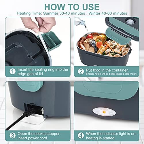 2-in-1 Electric Lunch Box with PTC Heating for Home, Office, and Car