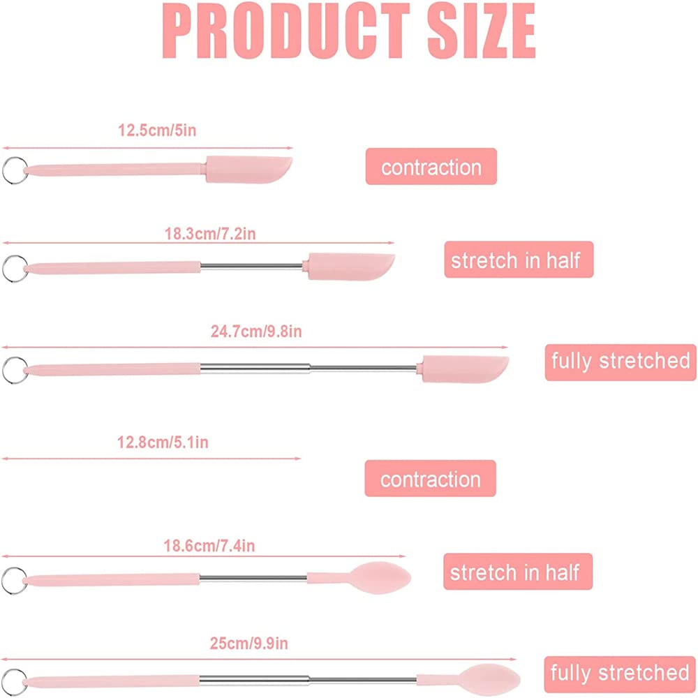 Upgraded Mini Silicone Retractable Spatula & Spoon Set – Perfect for Kitchen & Beauty Use