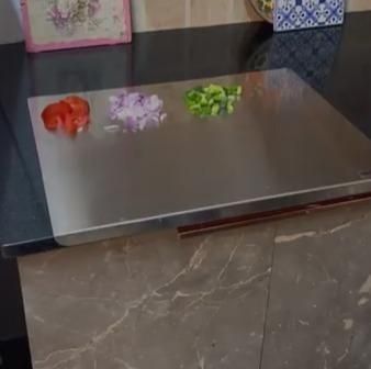 Stainless Steel Chopping Board (35x31cm) | Durable, Non-Porous Cutting Surface