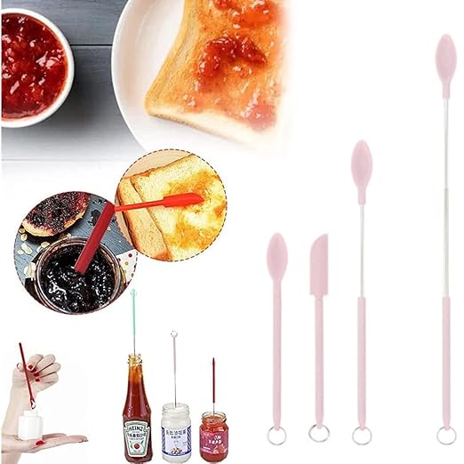 Upgraded Mini Silicone Retractable Spatula & Spoon Set – Perfect for Kitchen & Beauty Use