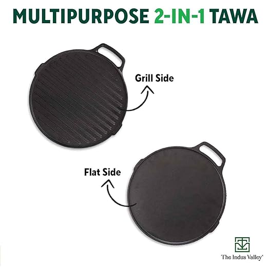 Cast Iron Grill Pan – Pre-Seasoned, Healthy, and Durable for Tasty Meals