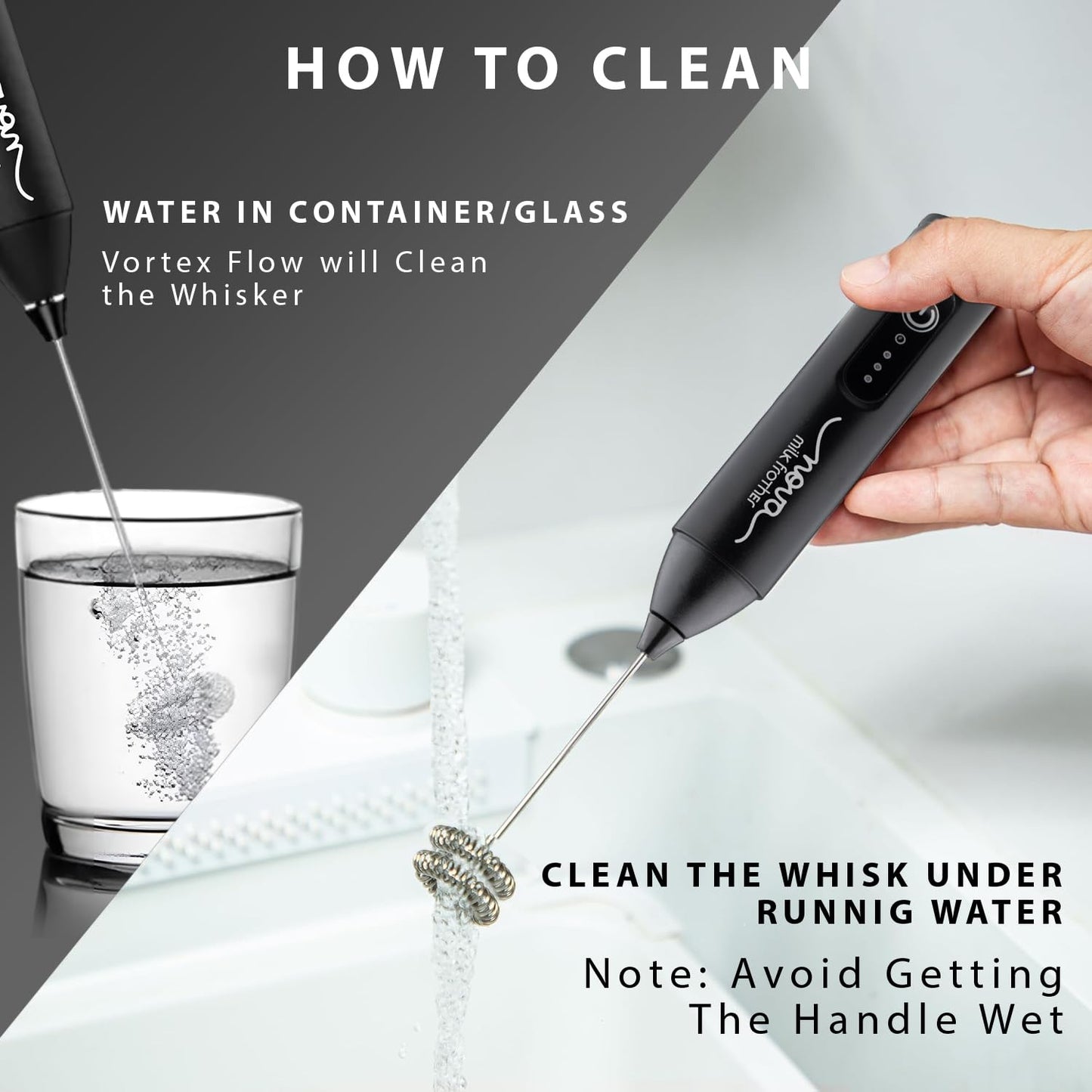 Rechargeable Milk Frother with Dual Spring & 3 Speed Modes | Whisper-Quiet Nova Coffee Beater