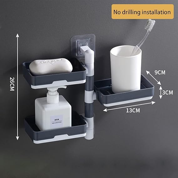 Wall Mounted Shower Soap Dish with Powerful Suction Cup - Space Saver