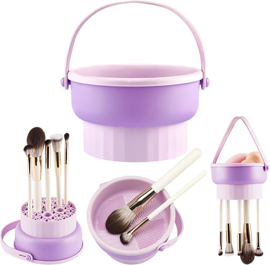 Makeup Brush Cleaner | Portable Silicone Cleaning Pad & Drying Bowl
