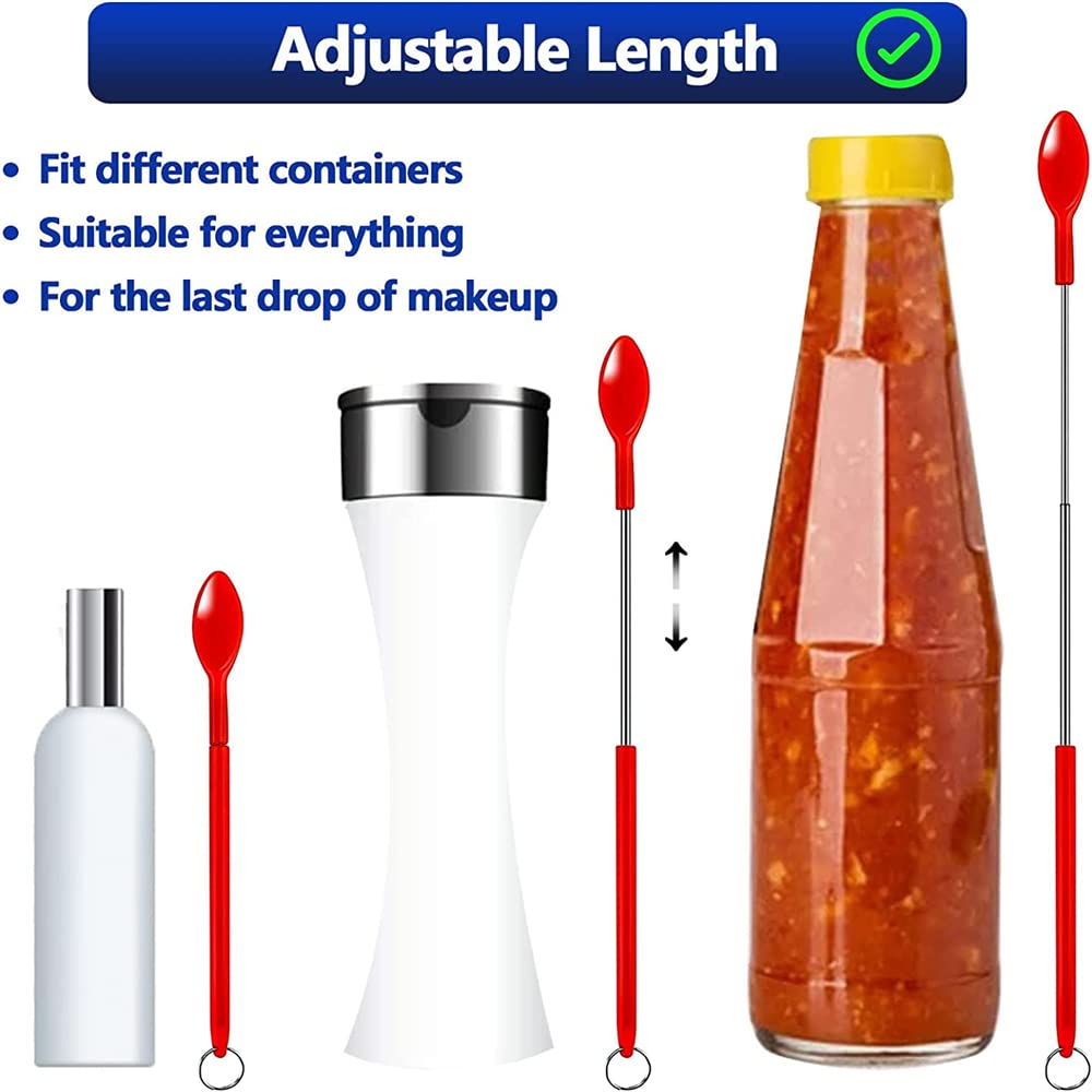 Upgraded Mini Silicone Retractable Spatula & Spoon Set – Perfect for Kitchen & Beauty Use