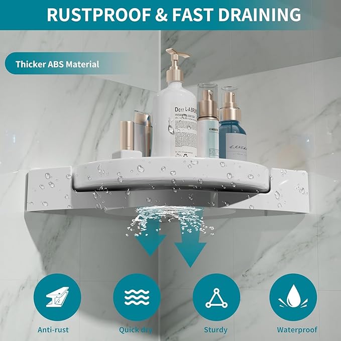 360° Rotating Shower Organizer | No-Drill Bathroom Corner Shelf | Rustproof & Space-Saving