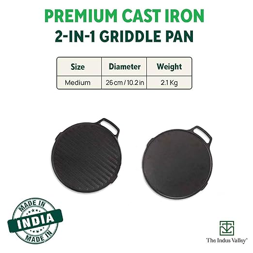 Cast Iron Grill Pan – Pre-Seasoned, Healthy, and Durable for Tasty Meals