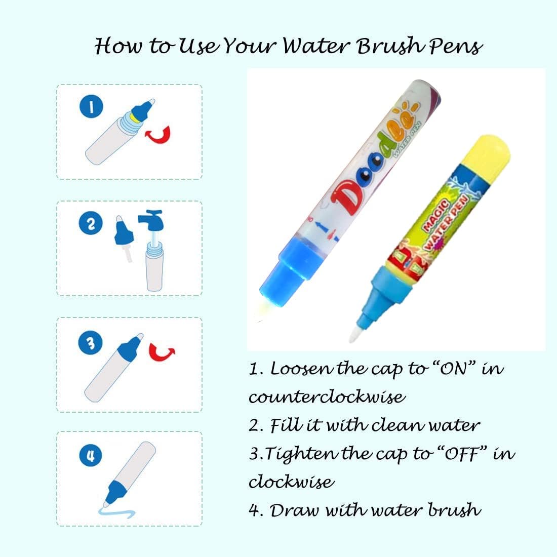 Water Doodle Mat for Kids | Mess-Free Reusable Magic Drawing Board with Pens
