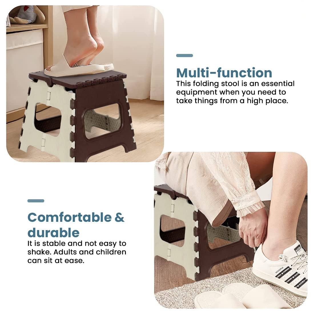 SANWALSA Foldable Step Stool – 12 Inch Height | 90kg Capacity | Compact & Safe Design