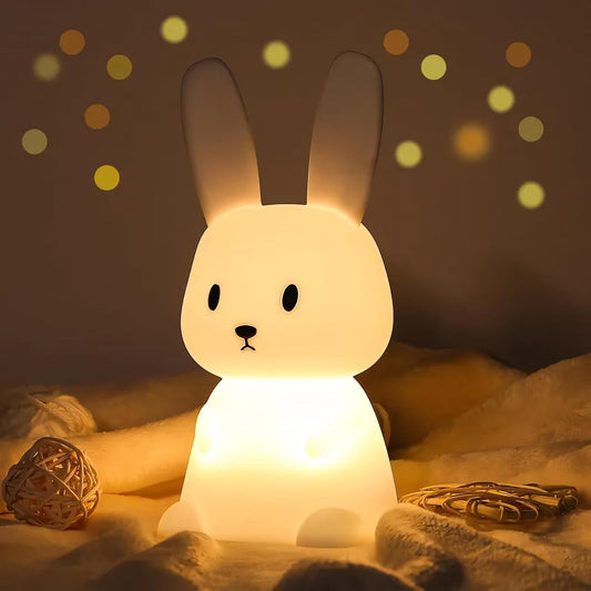 Bunny Night Light for Kids – 7 Color LED, USB Rechargeable, Soft Silicone