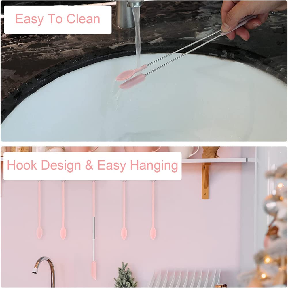 Upgraded Mini Silicone Retractable Spatula & Spoon Set – Perfect for Kitchen & Beauty Use