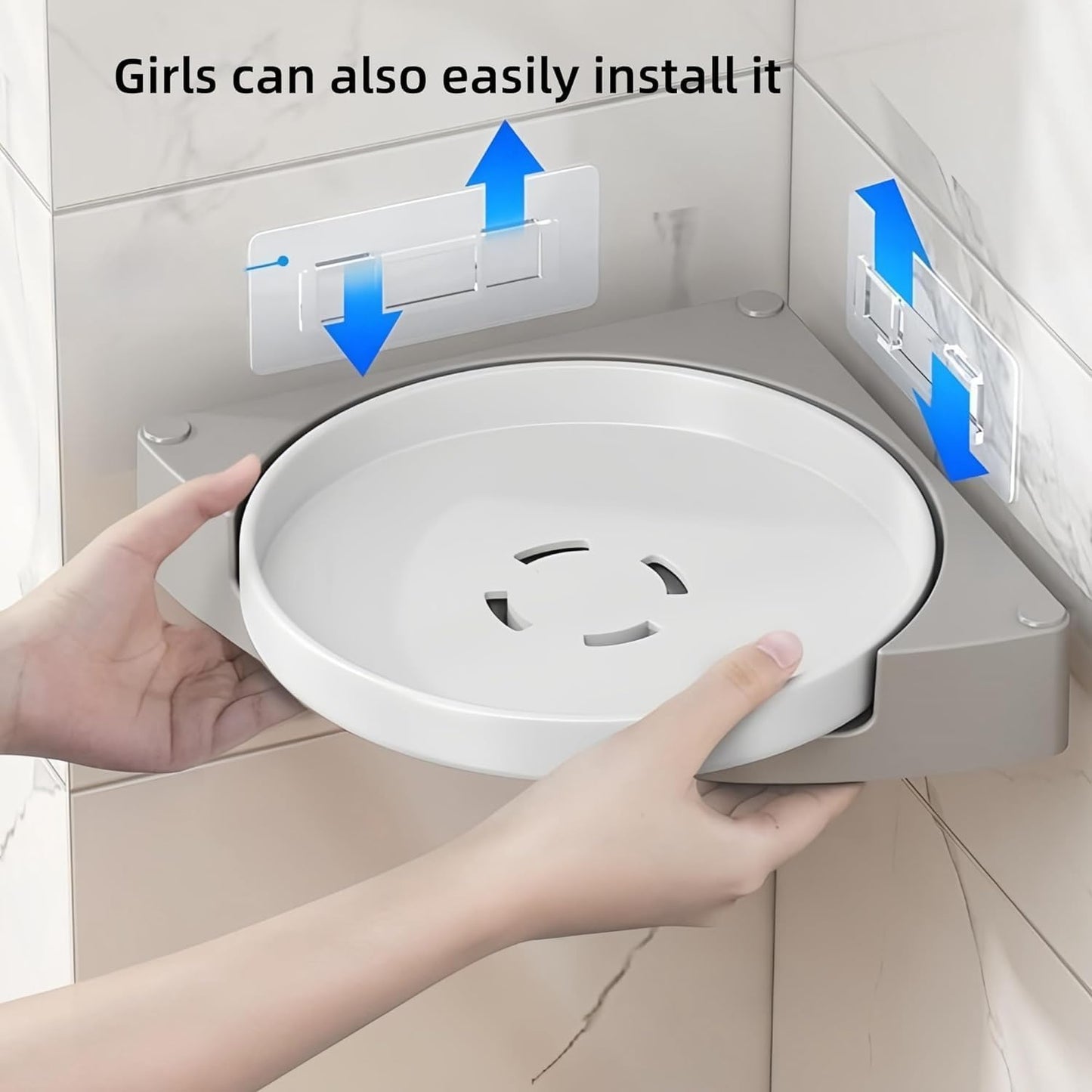 360° Rotating Shower Organizer | No-Drill Bathroom Corner Shelf | Rustproof & Space-Saving