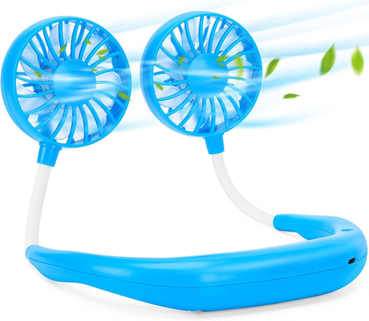 Wearable Neck Fan with 3 Speed Settings & 360° Rotation | USB Rechargeable, 2000mAh Battery