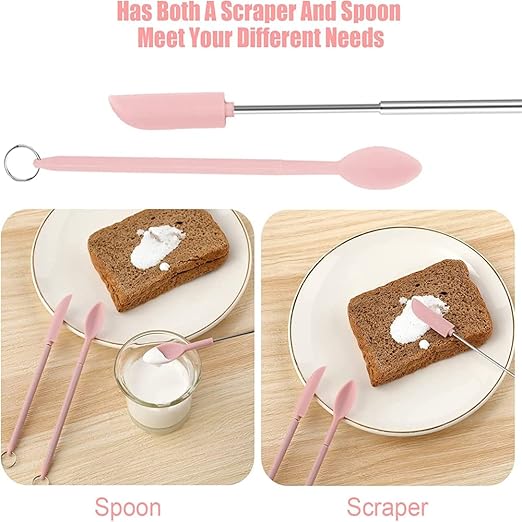 Upgraded Mini Silicone Retractable Spatula & Spoon Set – Perfect for Kitchen & Beauty Use