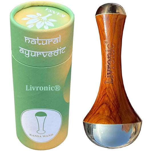 KANSA Wand Ayurvedic Face Massage Tool | Detoxifying Bronze Massager with Teakwood Handle