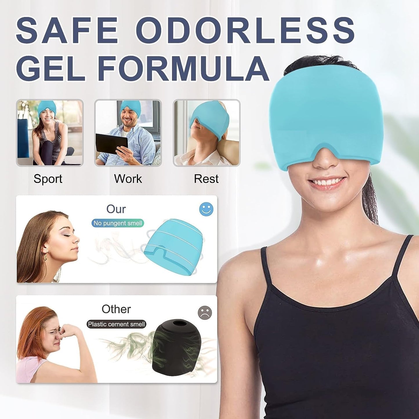 Migraine Ice Head Wrap – Stretchable Gel Hat for Migraine & Headache Relief | 360° Cold Therapy Cap