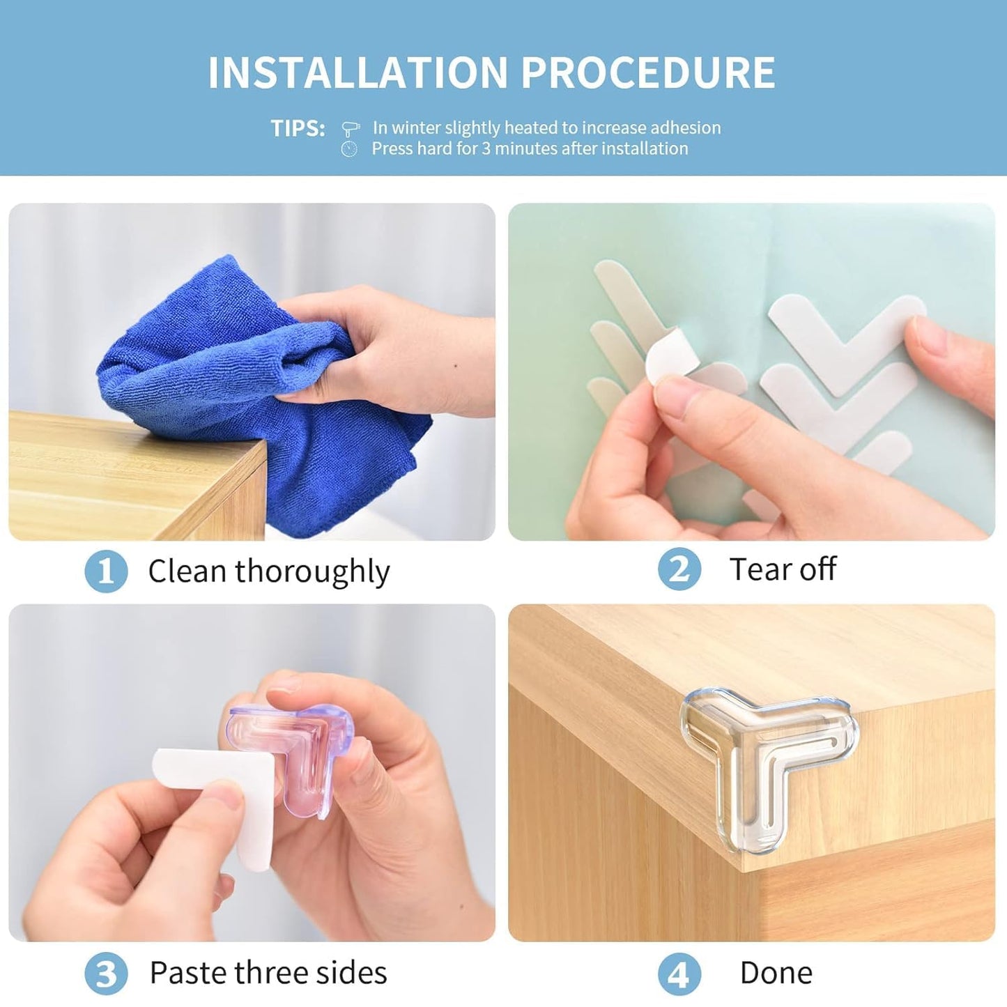 Baby Safety Corner Protectors | Clear Edge Guards for Furniture with Strong Adhesive