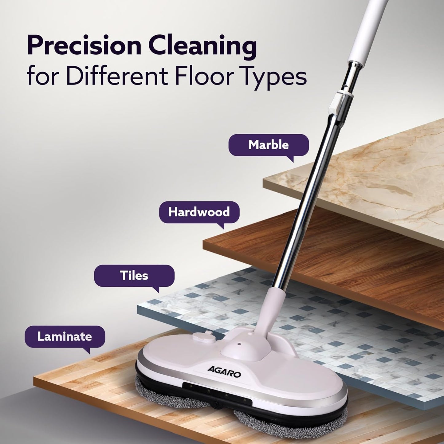 Electric Spin Mop with Spray & Swivel Handle – Ideal for Tile, Wood, Marble Floors