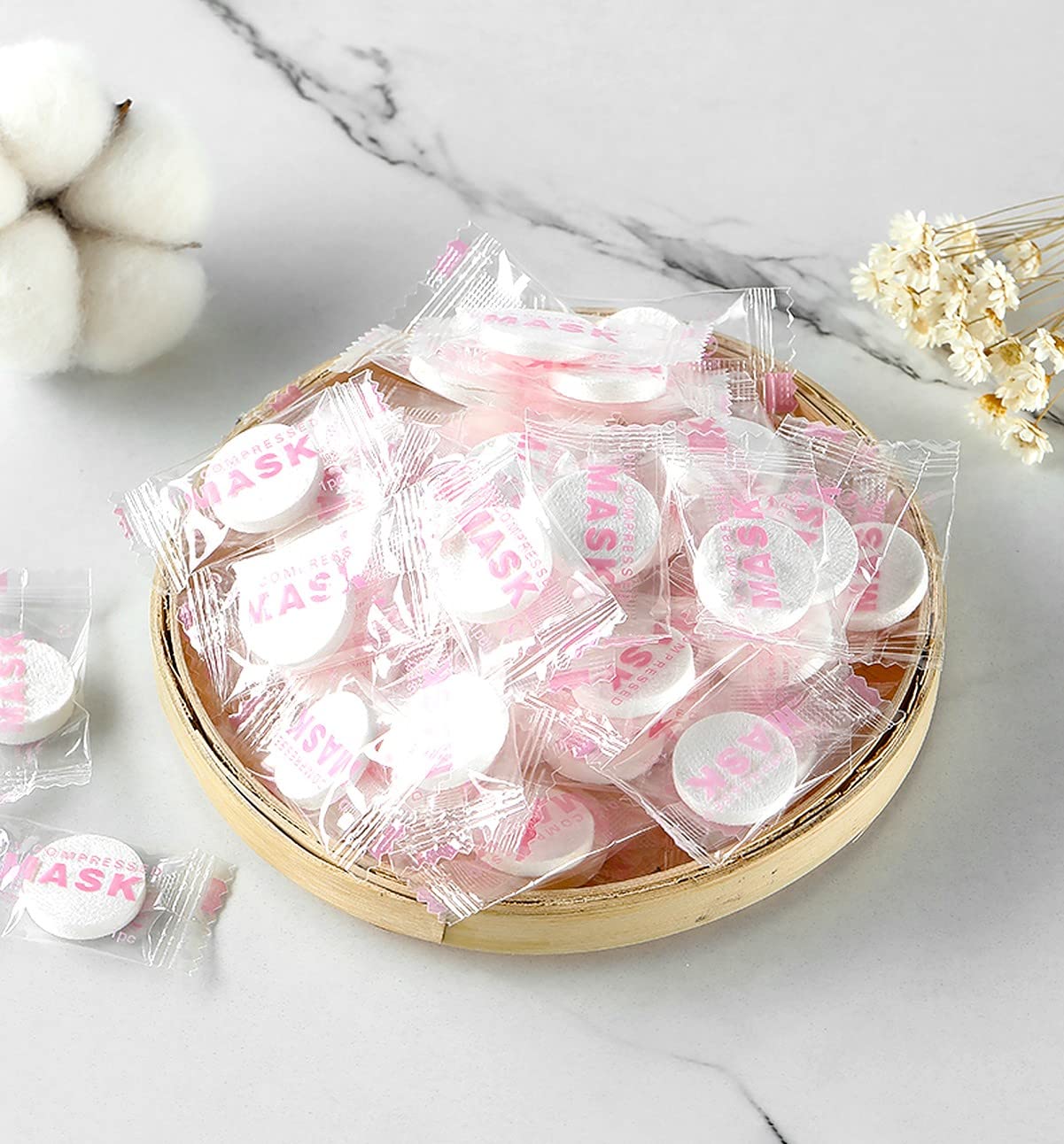 Compressed Cotton Sheet Masks (Pack of 50) | DIY Hydrating Facial Masks for All Skin Types