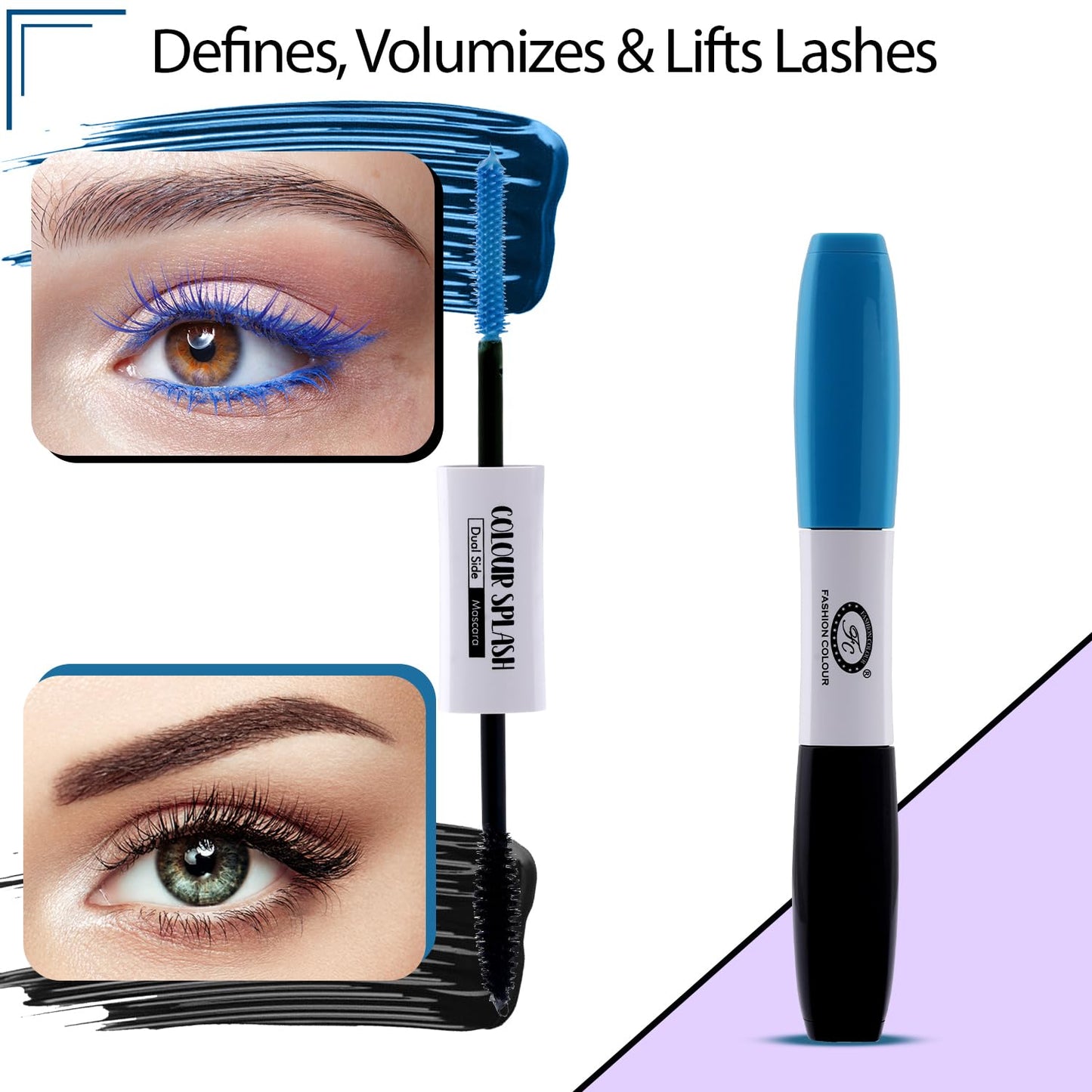 2-in-1 Dual-Sided Mascara for Length & Volume | Smudge-Free, Clump-Free, Intense Black Finish