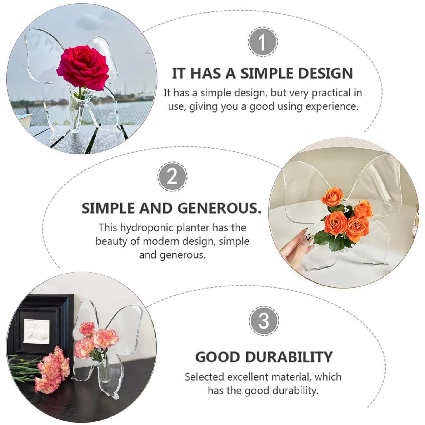 Clear Butterfly Flower Vase | Aesthetic Polycarbonate Vase for Home & Event Decor