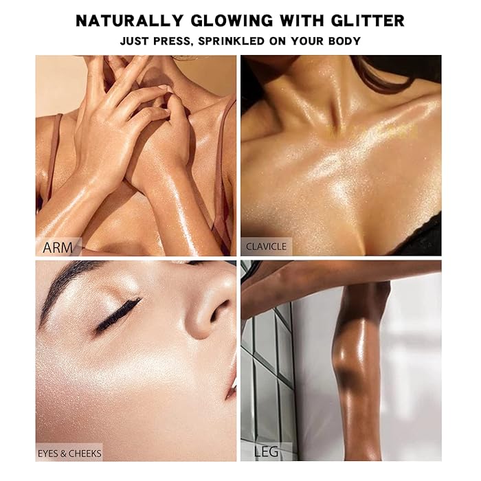 Long-Lasting Mineral Glitter Spray – Highlighter Powder for Face & Body