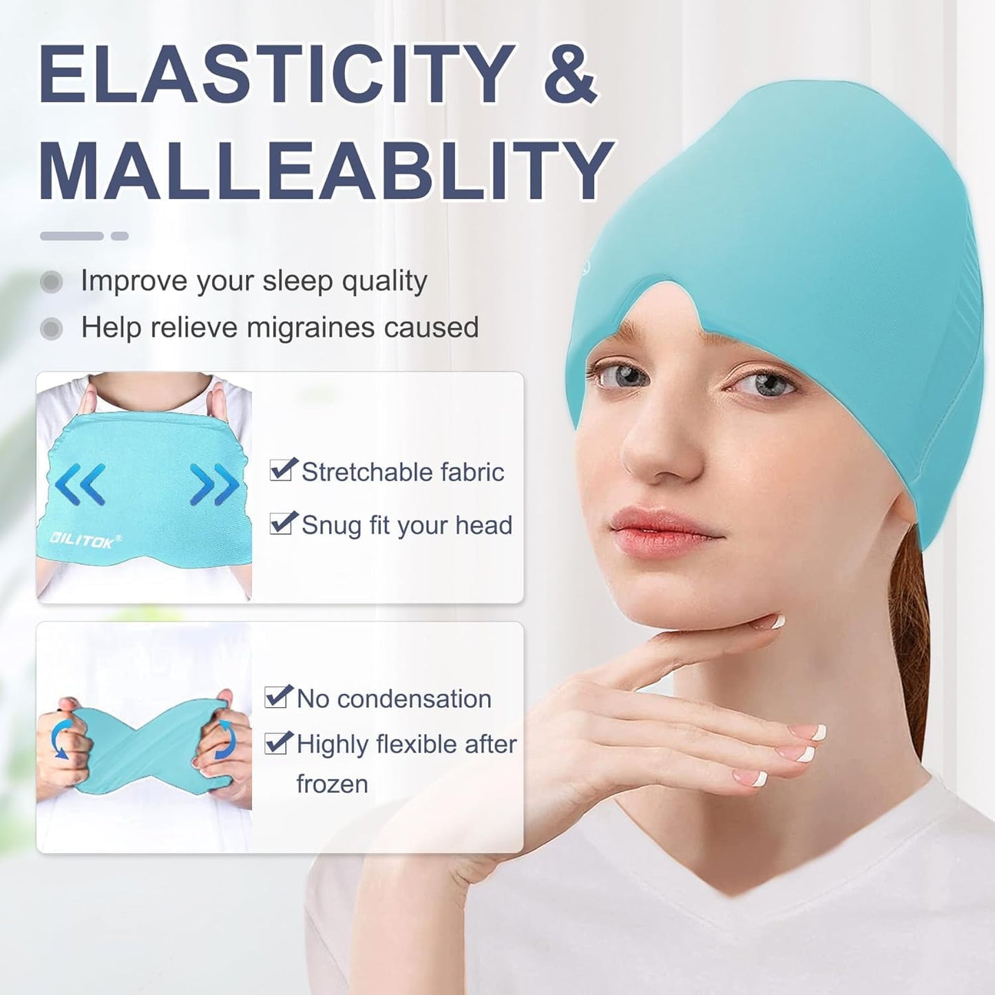 Migraine Ice Head Wrap – Stretchable Gel Hat for Migraine & Headache Relief | 360° Cold Therapy Cap