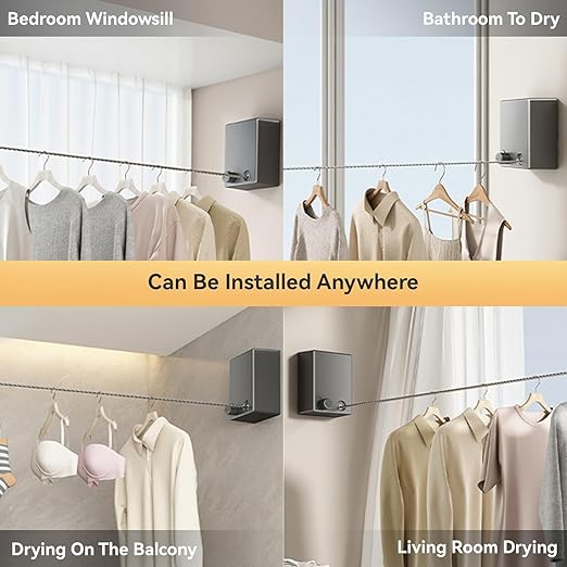 Retractable Clothesline – 13.8ft, Heavy Duty, Easy Install, Indoor & Outdoor Use