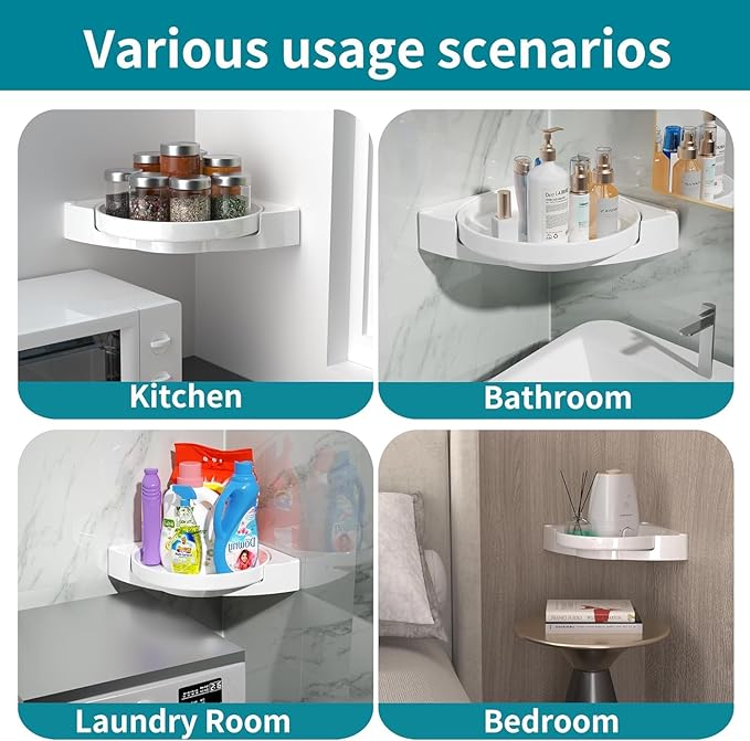 360° Rotating Shower Organizer | No-Drill Bathroom Corner Shelf | Rustproof & Space-Saving