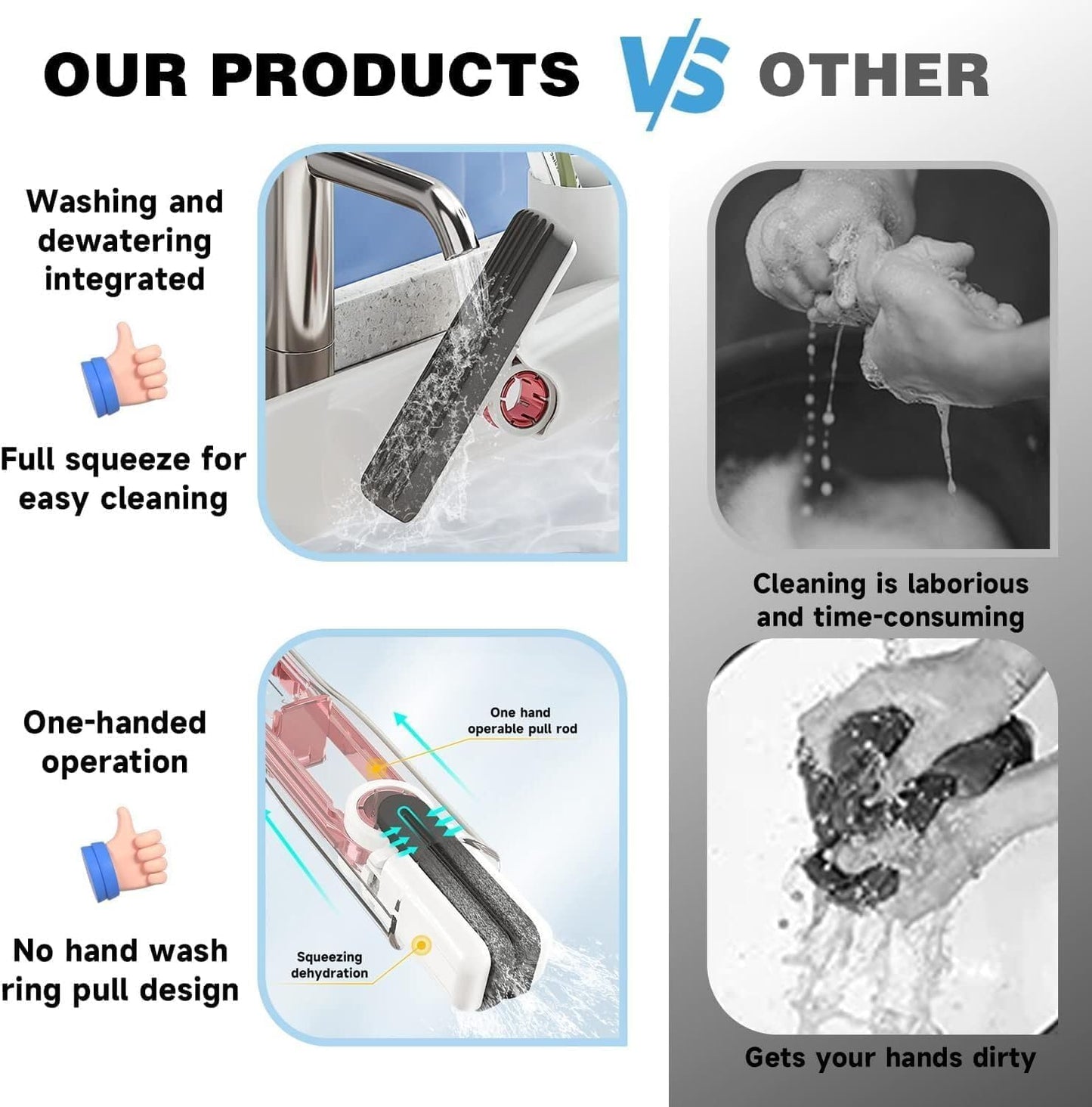 Self-Squeezing Mini Mop | Compact, Portable & Super Absorbent