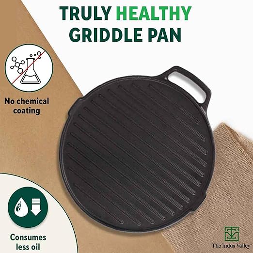 Cast Iron Grill Pan – Pre-Seasoned, Healthy, and Durable for Tasty Meals