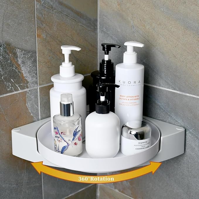 360° Rotating Shower Organizer | No-Drill Bathroom Corner Shelf | Rustproof & Space-Saving
