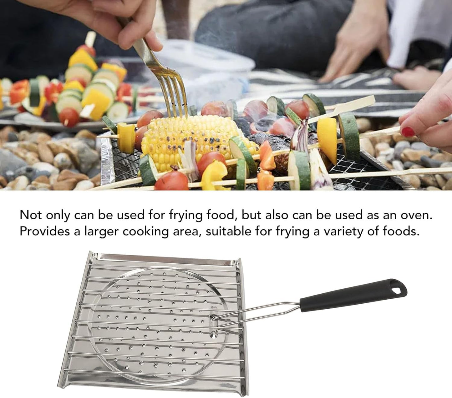 Square Griddle Pan with Foldable Handle – Portable BBQ & Grill Plate | Multi-Purpose Cookware
