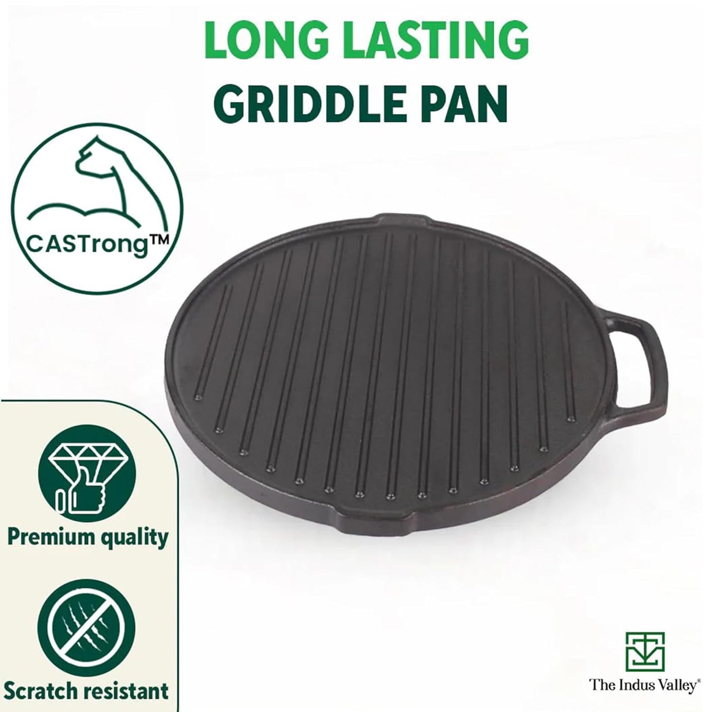 Cast Iron Grill Pan – Pre-Seasoned, Healthy, and Durable for Tasty Meals