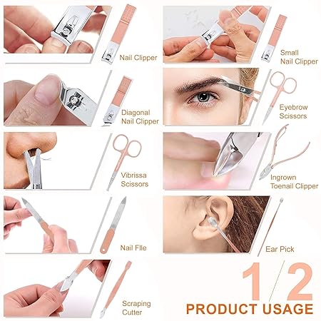 10-in-1 Stainless Steel Manicure Set with PU Leather Case – Travel-Friendly