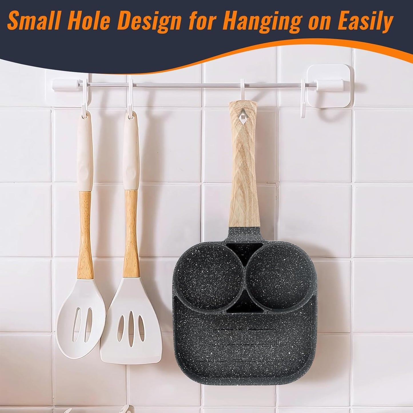 3-in-1 Non-Stick Omelette Pan – Multi-Section Breakfast Skillet with Heat-Resistant Handle