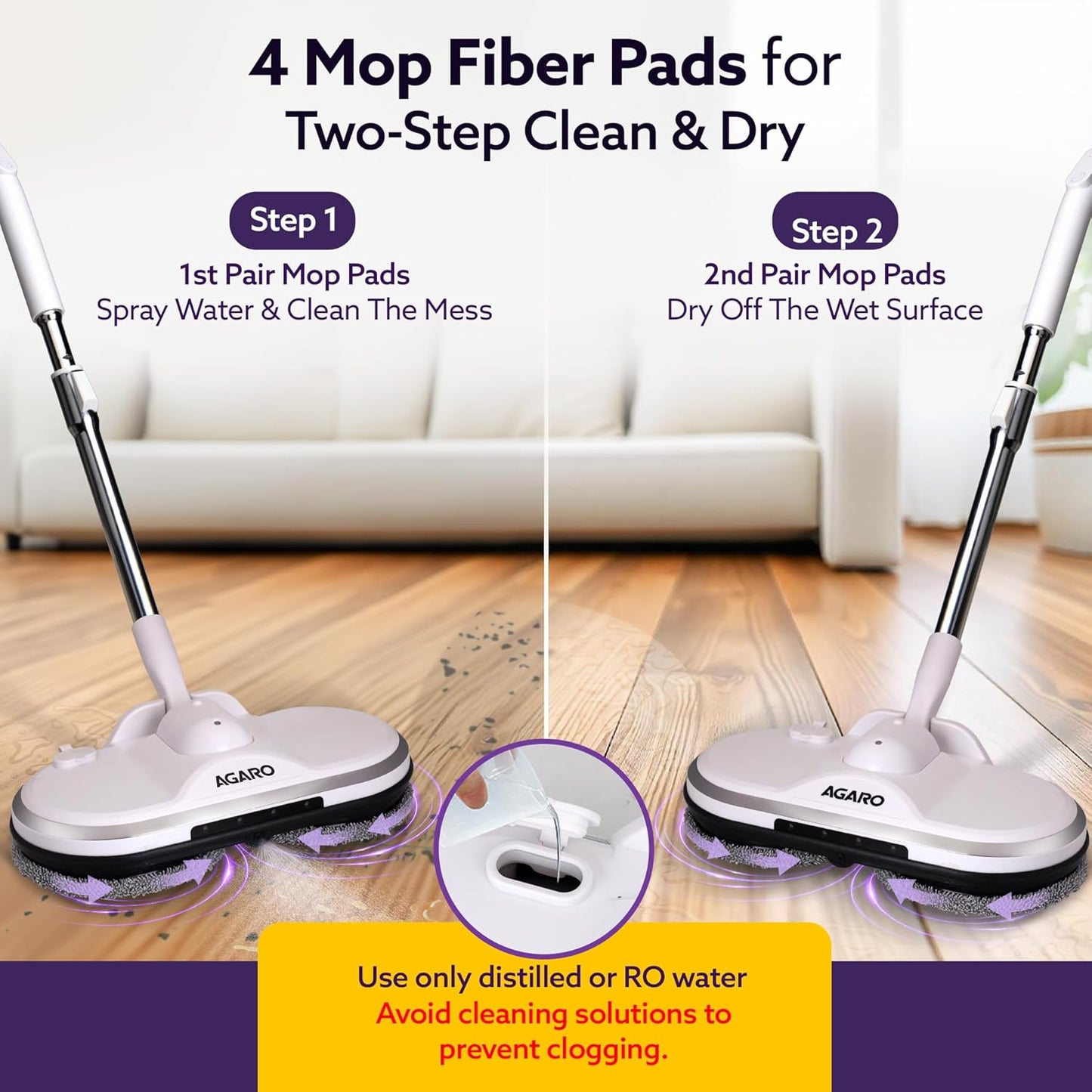 Electric Spin Mop with Spray & Swivel Handle – Ideal for Tile, Wood, Marble Floors