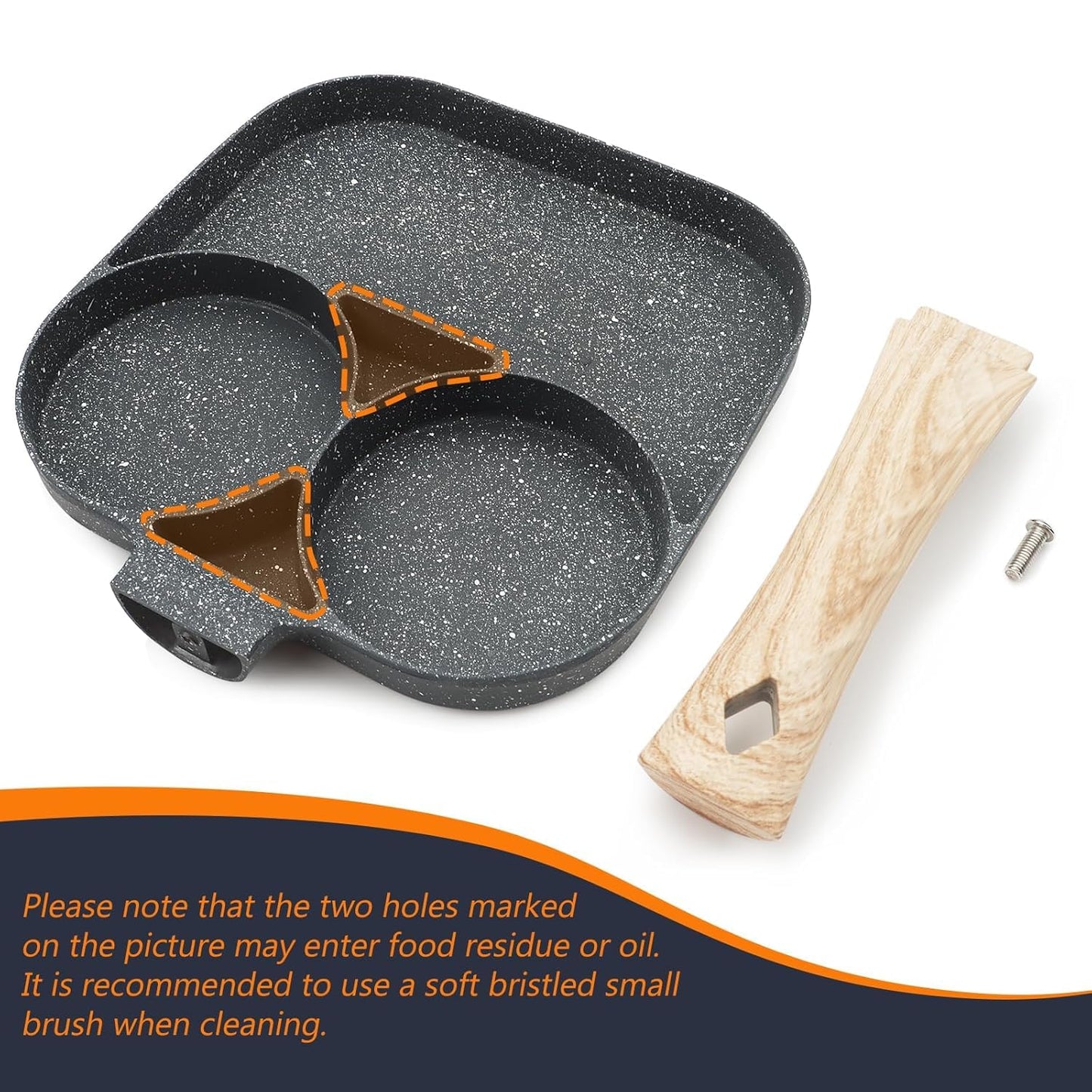 3-in-1 Non-Stick Omelette Pan – Multi-Section Breakfast Skillet with Heat-Resistant Handle