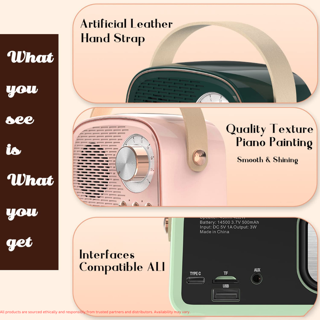 Mini Retro Bluetooth Speaker – Wireless, Stylish & Portable | TWS Stereo Sound