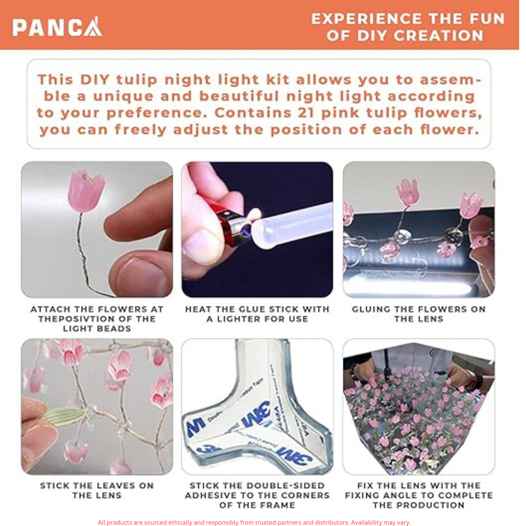DIY Tulip Night Light – Romantic Floral Mirror Lamp for Home Décor