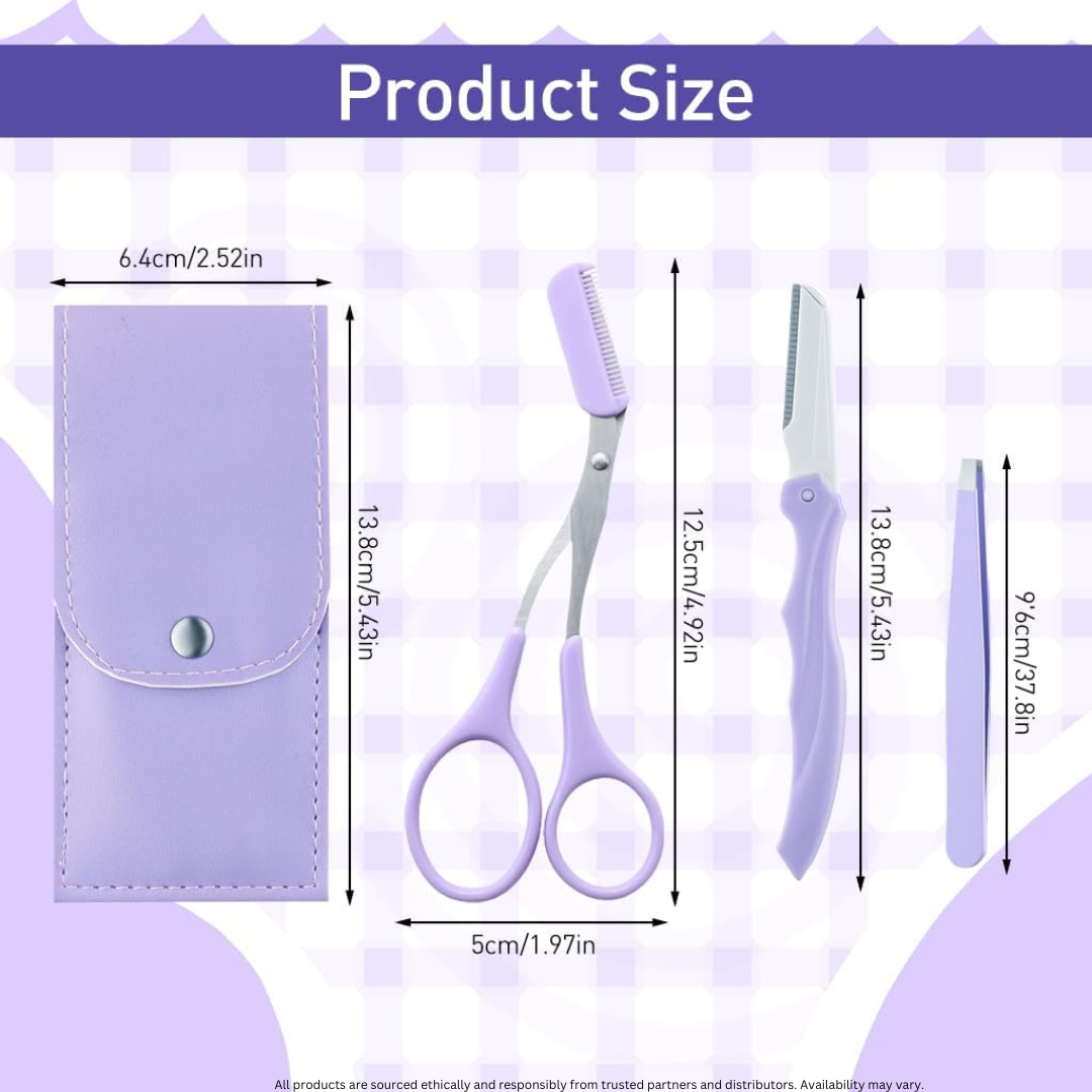 Portable Eyebrow Trimming Kit | Precision Eyebrow Razor & Tweezers