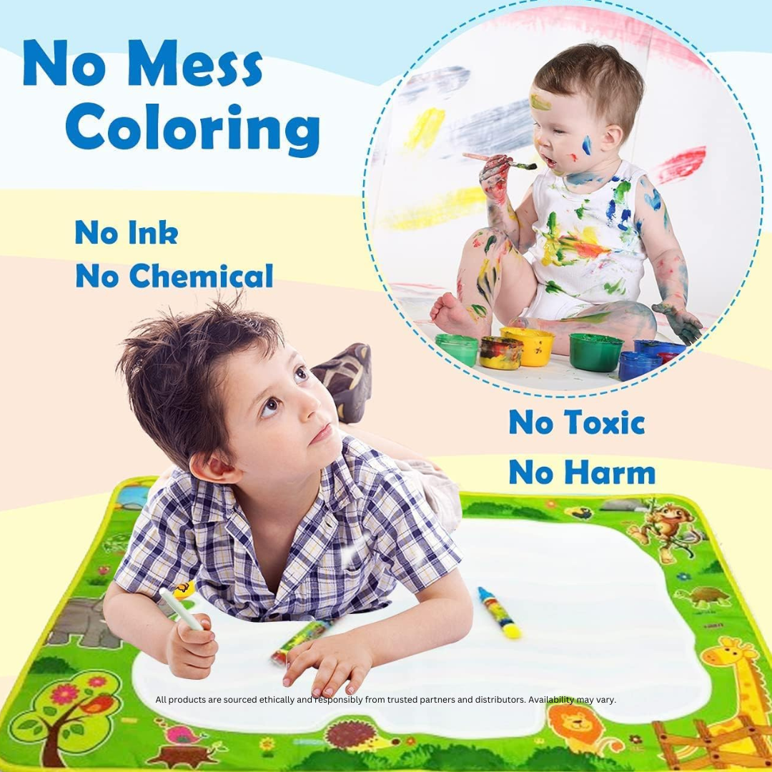 Water Doodle Mat for Kids | Mess-Free Reusable Magic Drawing Board with Pens
