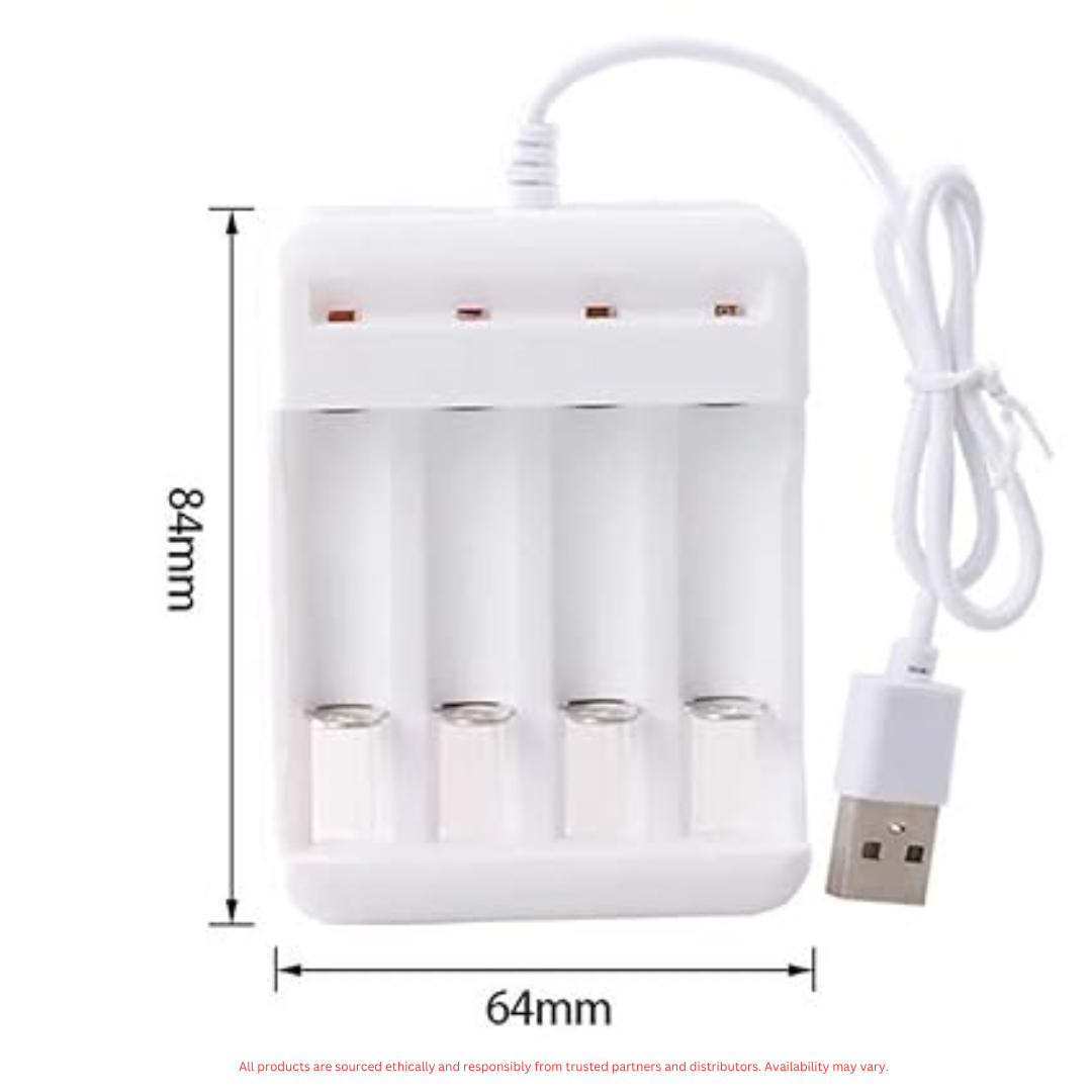 Portable AA/AAA Battery Charger with USB Connection – Compact & Safe