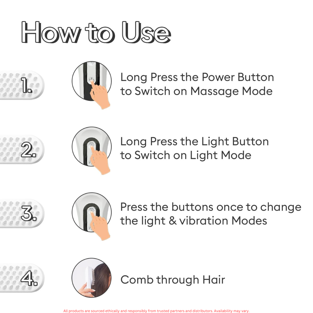 PROTOUCH LED Comb – Battery-Powered Hair Care Tool for All Hair Types