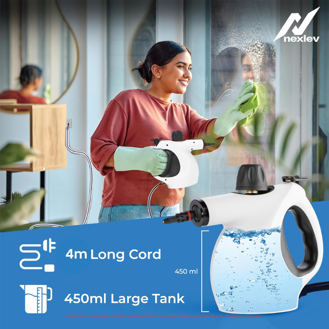 Efficient Steam Cleaner – 3-Bar Pressure, 6 Attachments, Quick Heat-Up
