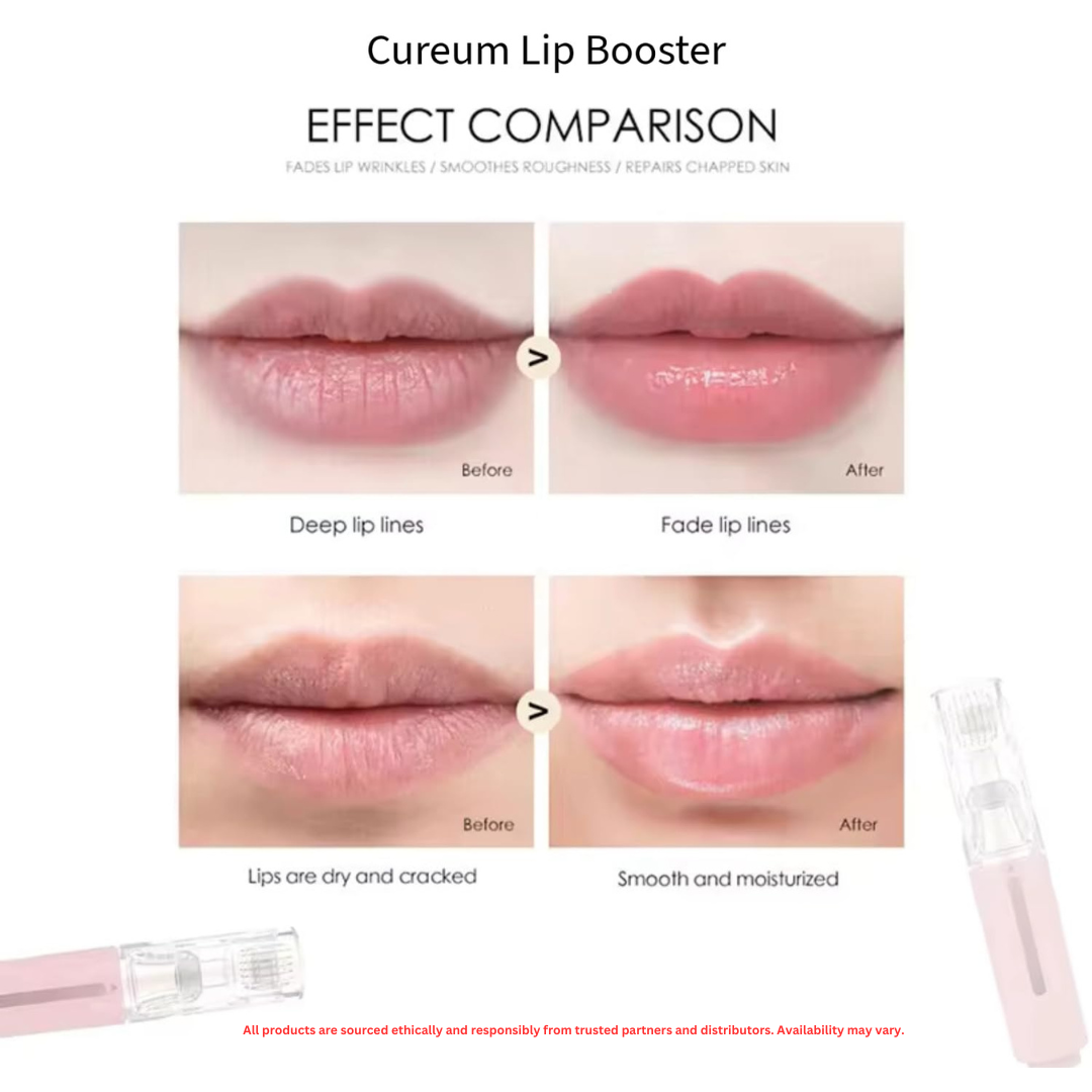 Cureum Lip Boost Derma Roller for Lips | 0.25mm Titanium Needles | Natural Lip Plumper with Serum Applicator